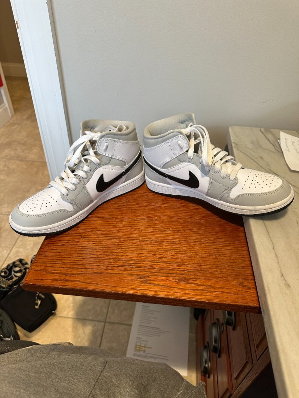 Women's Nike Air Jordan High Top Sneakers White Black Grey - Picture 3 of 8